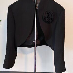 Jessica Howard Black Evening Jacket with Rose Detail Size 8